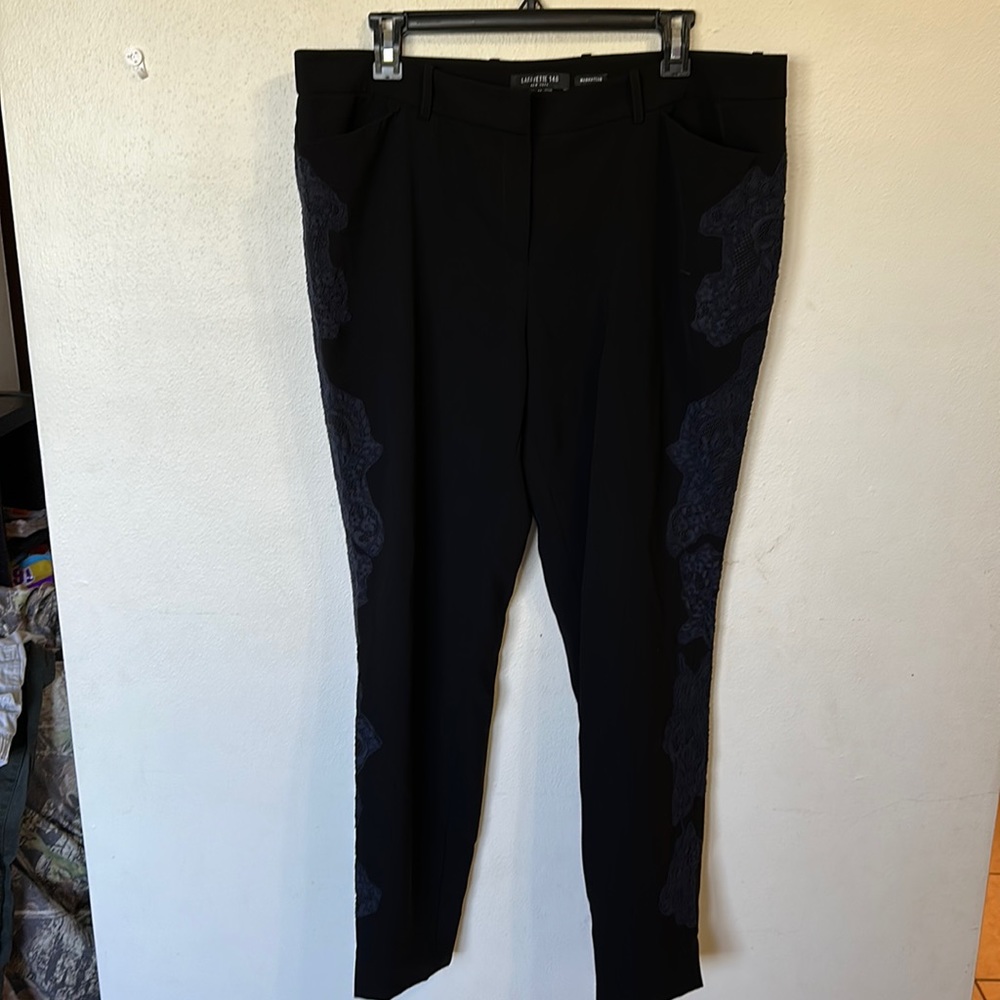 Black embroidered dress pants